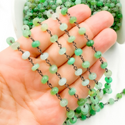 Chrysoprase Smooth Oxidized Wire Chain